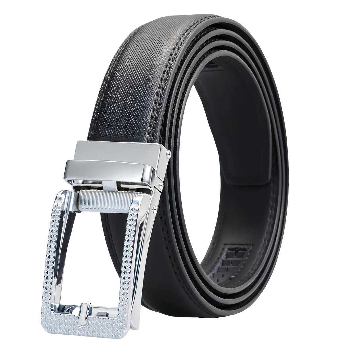 Men's Multi-Color Two-Layer Cow Hide Automatic Buckle Clip Zinc Alloy Back Pull Designer Belt - Fashionable and Stylish Accessor