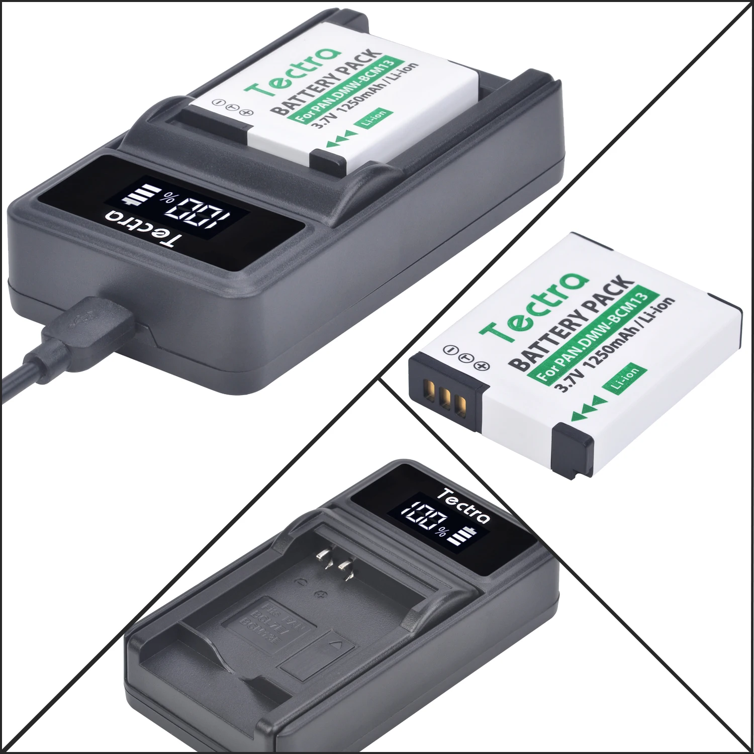 DMW-BCM13 DMW BCM13E BCM13PP Battery OR LED  Charger for Panasonic Lumix DC-TS7, DMC-FT5, DMC-LZ40, DMC-TS5, DMC-TZ37 TZ40 TZ41