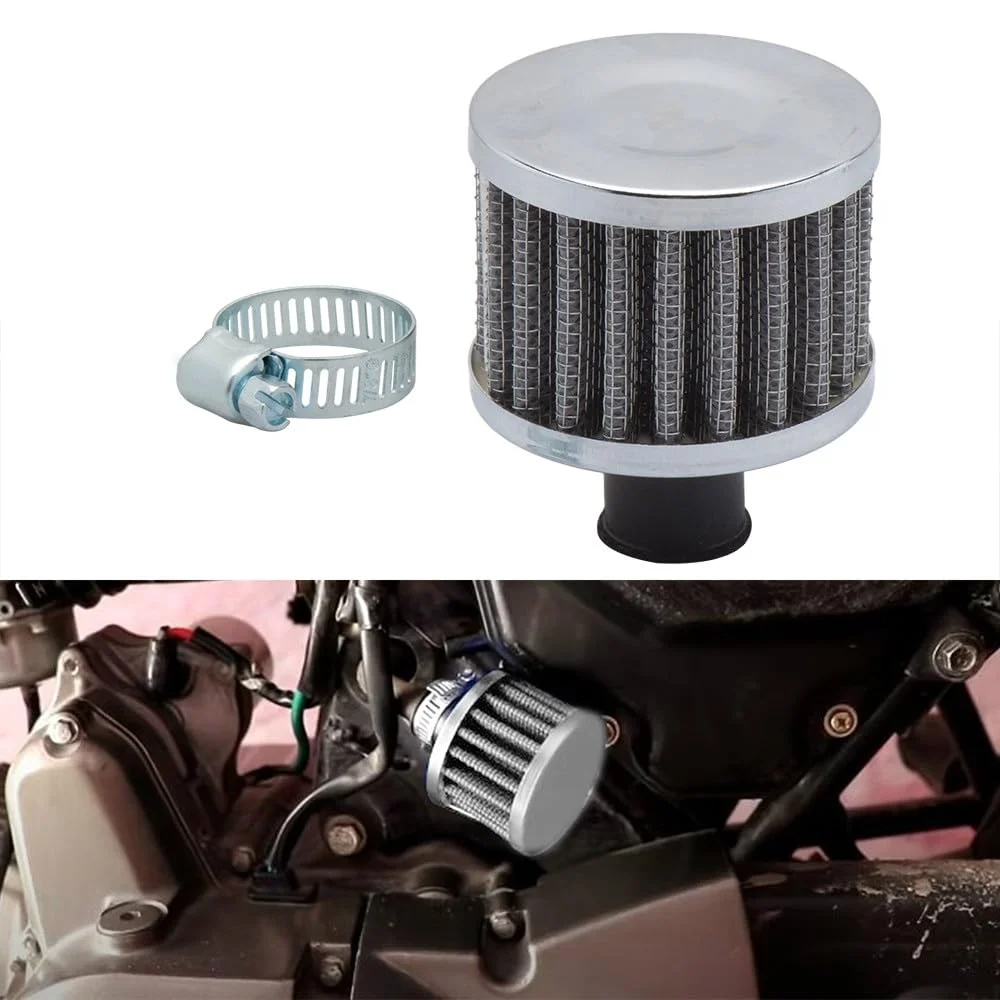Filtros de Ar Automotivos de Interface Universal 12mm para Motocicletas, Entrada de Ar Frio de Alto Fluxo, Tampa de Ventilação do Cárter, Mini Filtros de Respiro
