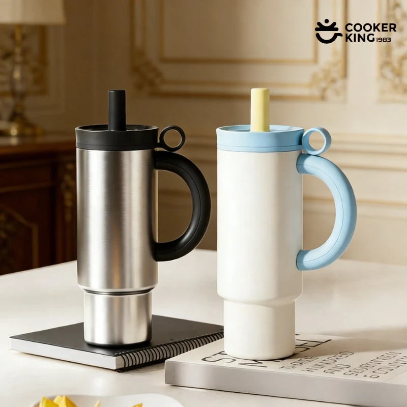 

COOKER KING 1050 мл нержавеющая сталь 316/304 + полипропилен вакуумная чашка большой емкости соломенная чашка для кофе бутылка для воды кофе дорожная кружка