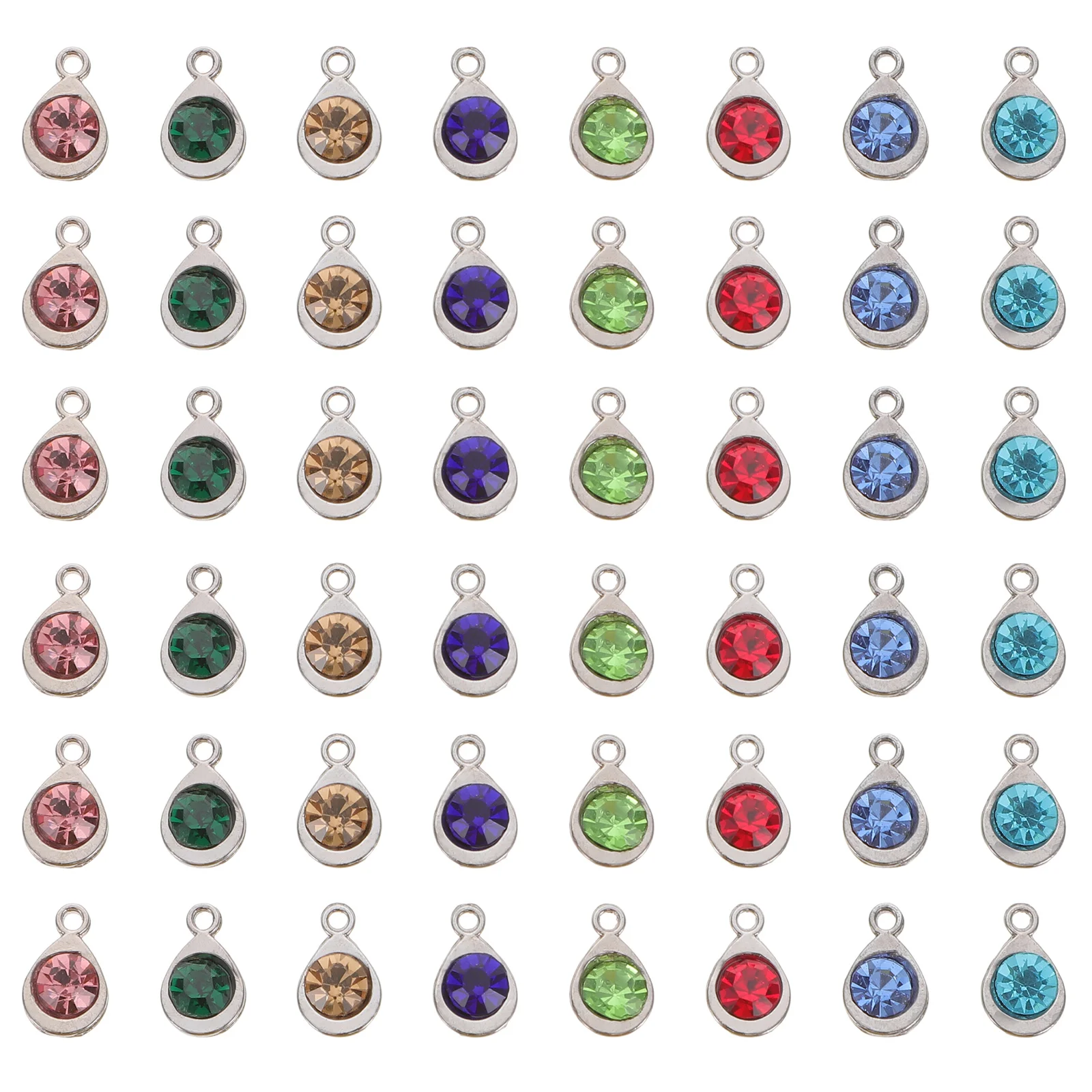 48 Pcs Cubic Zirconia Charms Jewels for Crafts Necklace Pendant Key Chain Jewelry Decor