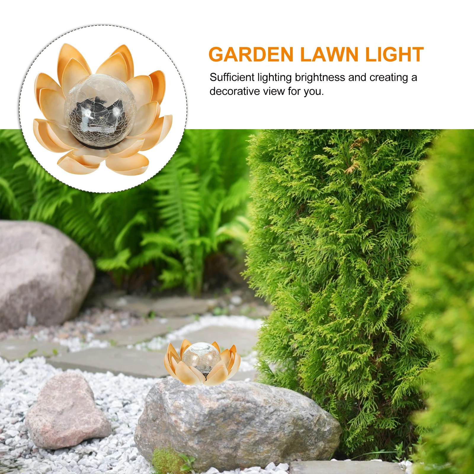 

Solar Lotus Light Yellow Garden Lamp Outdoor Led Decorative Lighting Waterproof Rustproof Long Lasting Brightness Easy Install