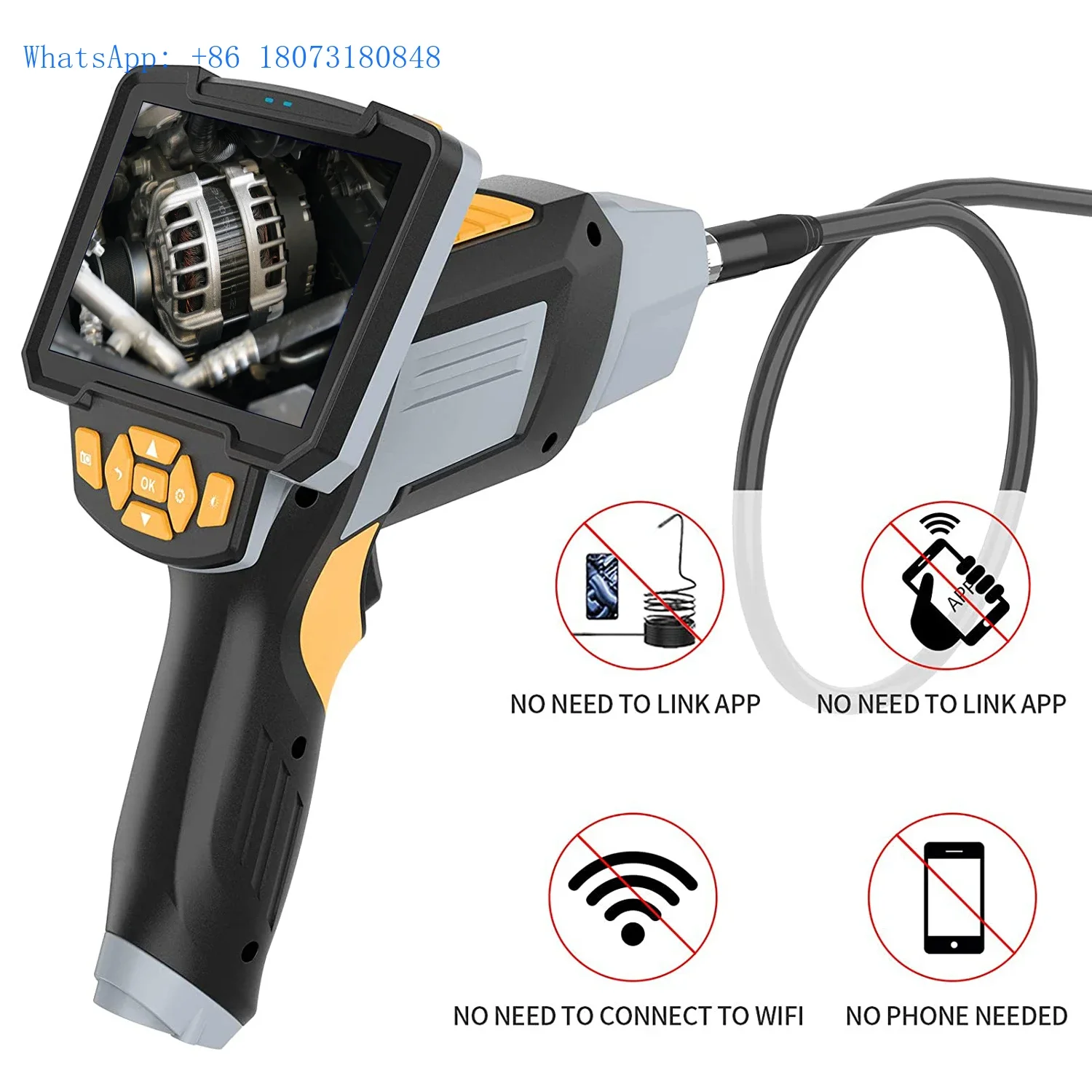 

В наличии эндоскопическая камера для осмотра труб 1080P 2MP 4,3-дюймовый ЖК-дисплей промышленный видеоскоп двойная камера 8 мм гибкий бороскоп жесткий