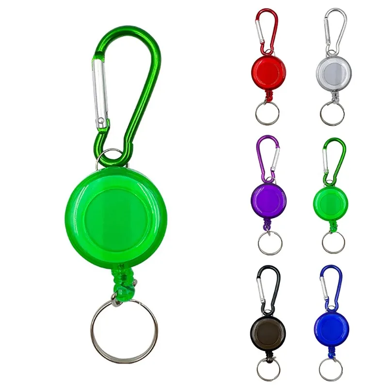 Fishing Retractable Keychain Reel Clip ID Badge Holder Wth Steel Wire Rope Backpack Buckle Key Chain for Outdoor Fishing