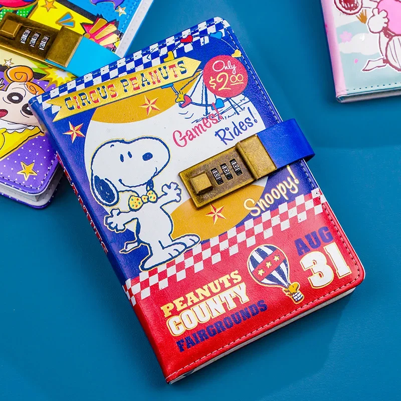 PEANUTS Anime Snoopy Hand Ledger Hard Surface Buckle European Style Retro Christmas Diary Notebook Student Stationery Kid Gifts