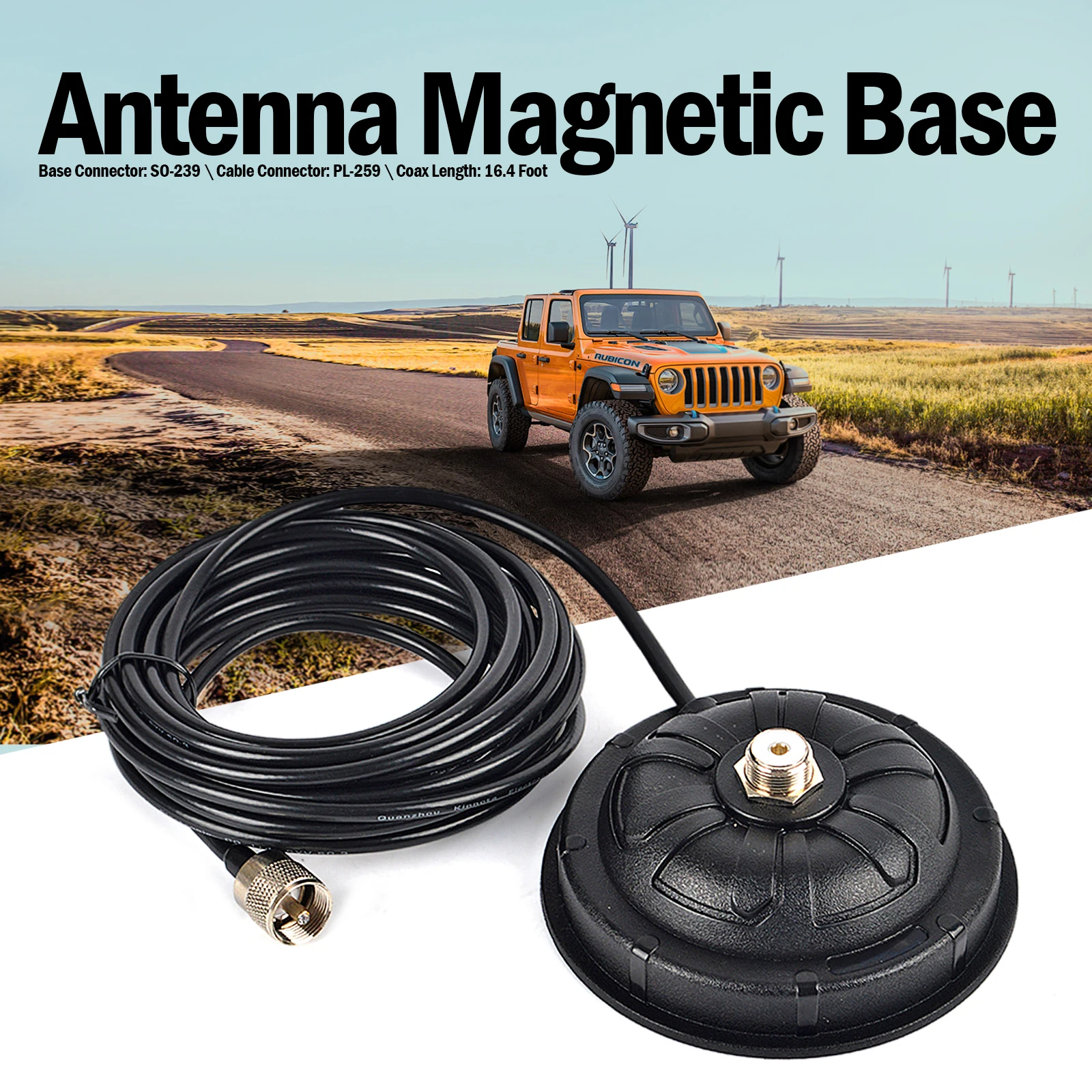 

Базовое крепление магнитной антенны, кабель 16,4 фута RG-58 с PL-259, для ручного Cobra Midland Uniden/автомобильного радио Cb