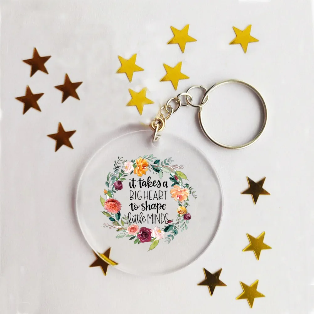 It Takes A Big Heart To Shape Little Minds Teacher\'s Day Keychain Thank You Teacher Key Chain Memorial Gift for Teacher