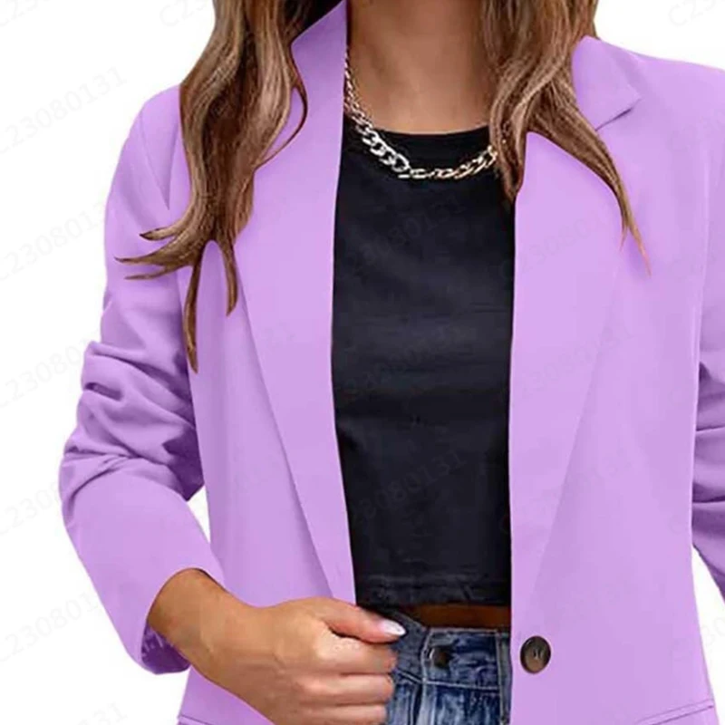 Women Fashion Suits Jacket Blazers Slim Fit Elegant Casual Suit Office Lady Blazer Coat Solid Long Sleeve Outerwear Stylish Tops