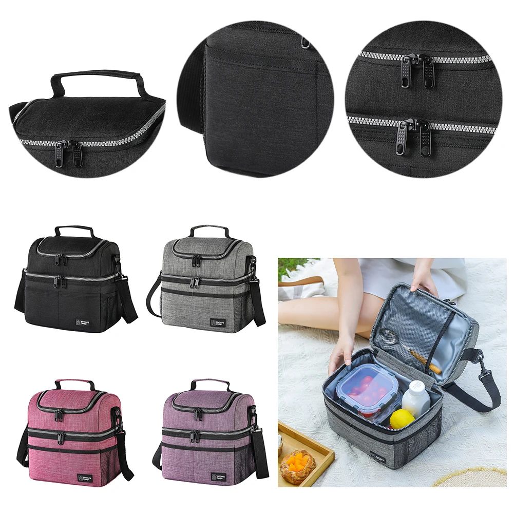 

Сумка для пикника на открытом воздухе, двухслойная, портативная, термосумка для обедов, для работы, кемпинга, походов, пляжа, пикника