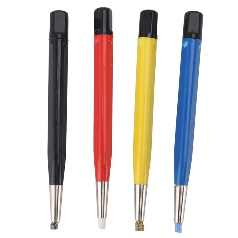 TOP 4Pcs Watch Rust Cleaning Pen Scratch Brush Pen Set Portable Fiberglass Nylon Steel Brass For Electrical Circuit Boards