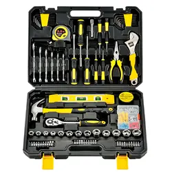 118 Piece Tool Set General House hold Hand Tool Kit with Plastic Toolbox Storage Case Used to Car repair And home Repair