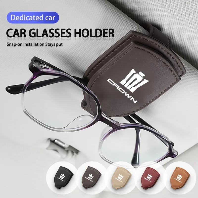 Car Sun Visor Glasses Clip Leather Magnetic Sunglasses Holder For Toyota Crown Athlete 2000 2001 2002 2003 2004 2005 2006 2007