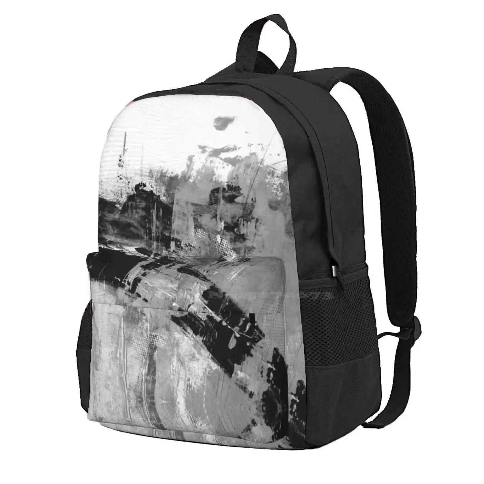 

Black White Abstract Hot Sale Schoolbag Backpack Fashion Bags Abstract Modern Art Black And White Minimalist Wall Gray Grey