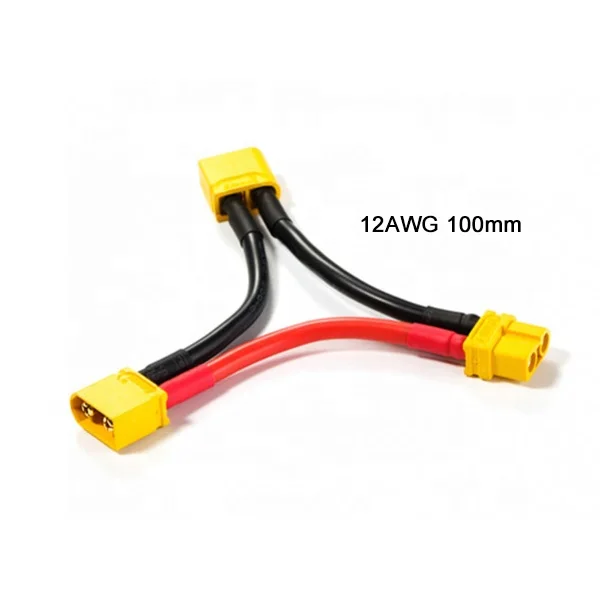 

30PCS Amass XT60H Series 12AWG Battery Connector Wire Dual Extension Y Splitter Cable For RC Lipo Battery XT60 RC Airplane Parts