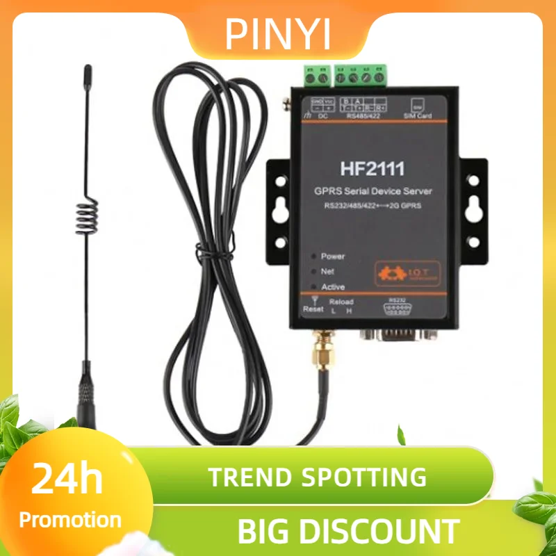 Акция HF2111 Сервер последовательных устройств GPRS RS232 RS485 RS422 в 2G GPRS GSM преобразователь устройств DTU IOT 5-36 В