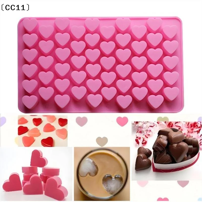 Cute Silicone 55 Grids Heart-shaped Cake Chocolate Soap Mold DIY Tray Biscuit Ice Cube Baking Mold Decorating Tools〔CC11〕