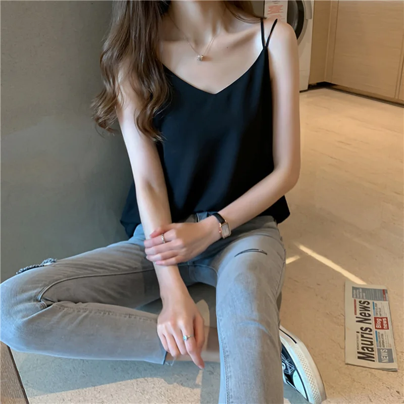 التخسيس V-Ne Svel سترة علوية المرأة الصيف Faion ملابس خارجية تصميم بسيط الشيفون ملابس داخلية عادية فضفاض صالح