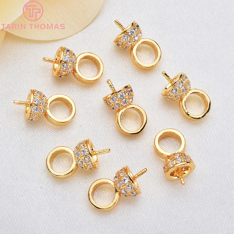 (3222)4PCS 13x6.5mm 24K Arany színben plated Merészség vel Cirkon Félidő csapok Abroncsperem sapkák Magas minőségű DIY ékszer Gyártás Hozzávalók