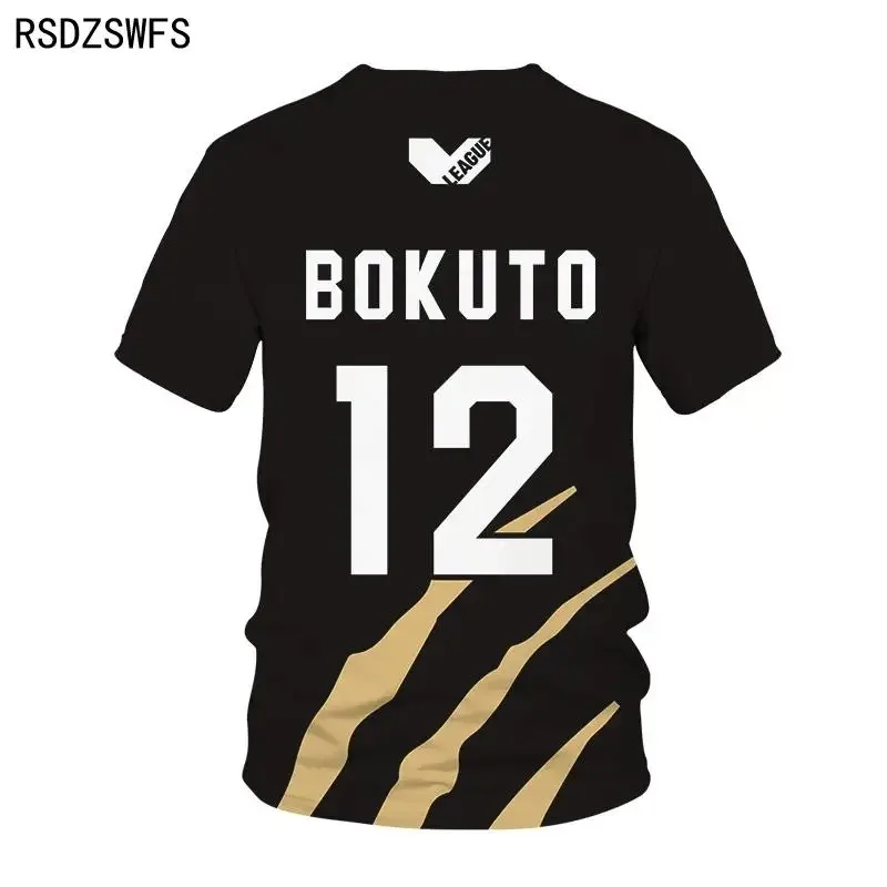 2024 Thin Summer Jersey Sports Breathable Casual Comfortable Anime Haikyuu 3D Drucken T-Shirt MSBY Schwarz Schak Summer Thin