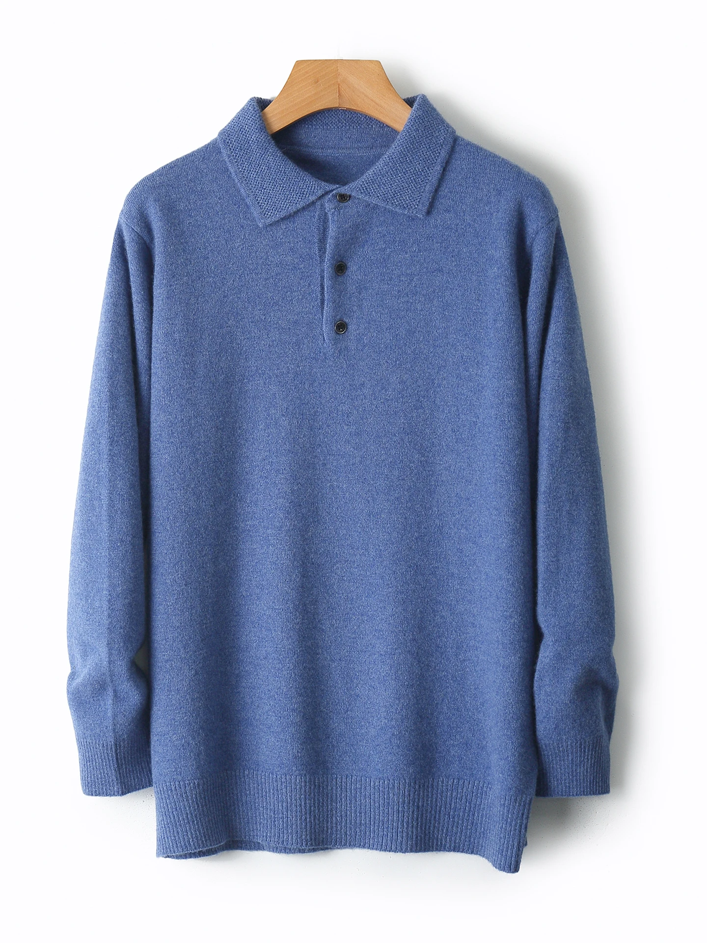 Smart Casual Autumn Winter Man Sweater Classic 100% Merino Wool Knitted Pullover Polo Collar Long Sleeve Clothes Tops Men Jumper