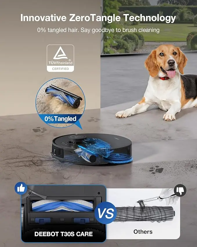 Robot Vacuum ZeroTangle Technology, TruEdge Adaptive Edge Mopping, Hot Water Mop Washing, Self-Emptying, Auto-Mop Lifting,