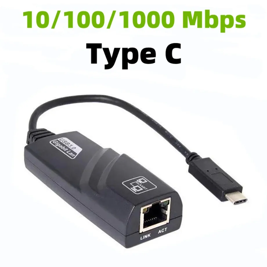 

GRWIBEOU 10/100/1000Mbps Wired USB 3.0 TypeC USB To Rj45 Lan Ethernet Adapter for PC Macbook Windows Laptop