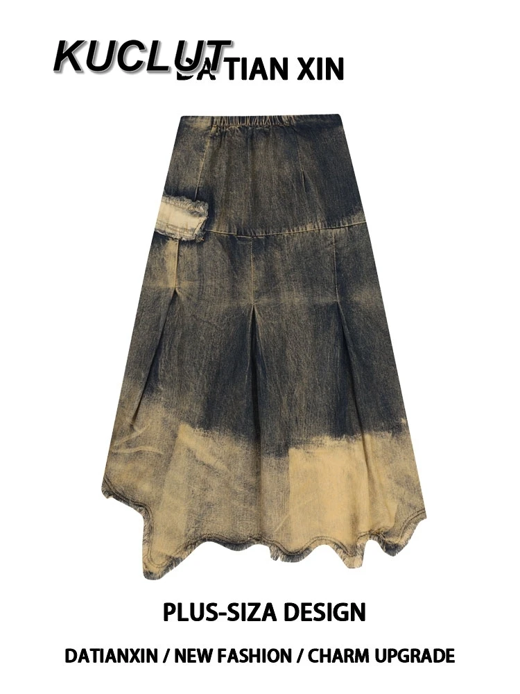 Vintage gerafelde zoom denim rok voor dames Amerikaanse retro Y2K Design Sense Niche Girl A-lijn casual rokken zomer herfst