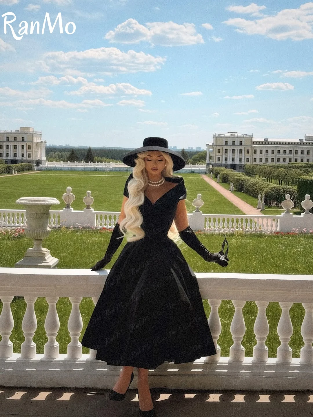 Ranmo 2025 Черные элегантные вечерние платья Сексуальные платья для выпускного вечера трапециевидной формы с открытыми плечами Элегантные вечерние платья длиной до пола по индивидуальному заказу