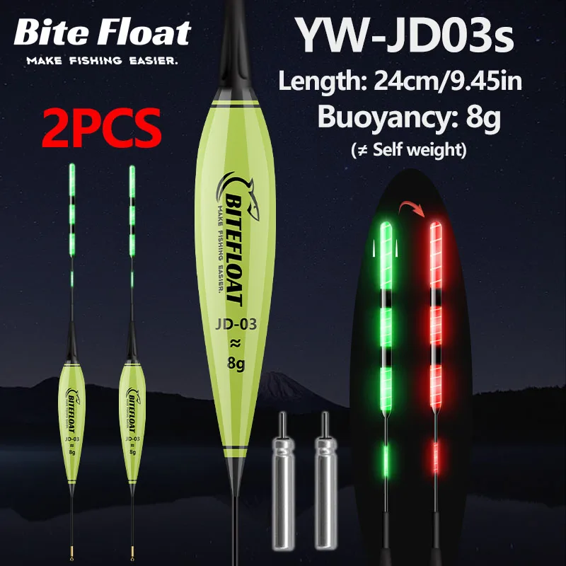 1/2 Stück Nacht-Smart-Angelköder mit LED-Licht, Bissanzeiger, Farbwechsel-Band, CR425 Batterie 5-20g Smart Float