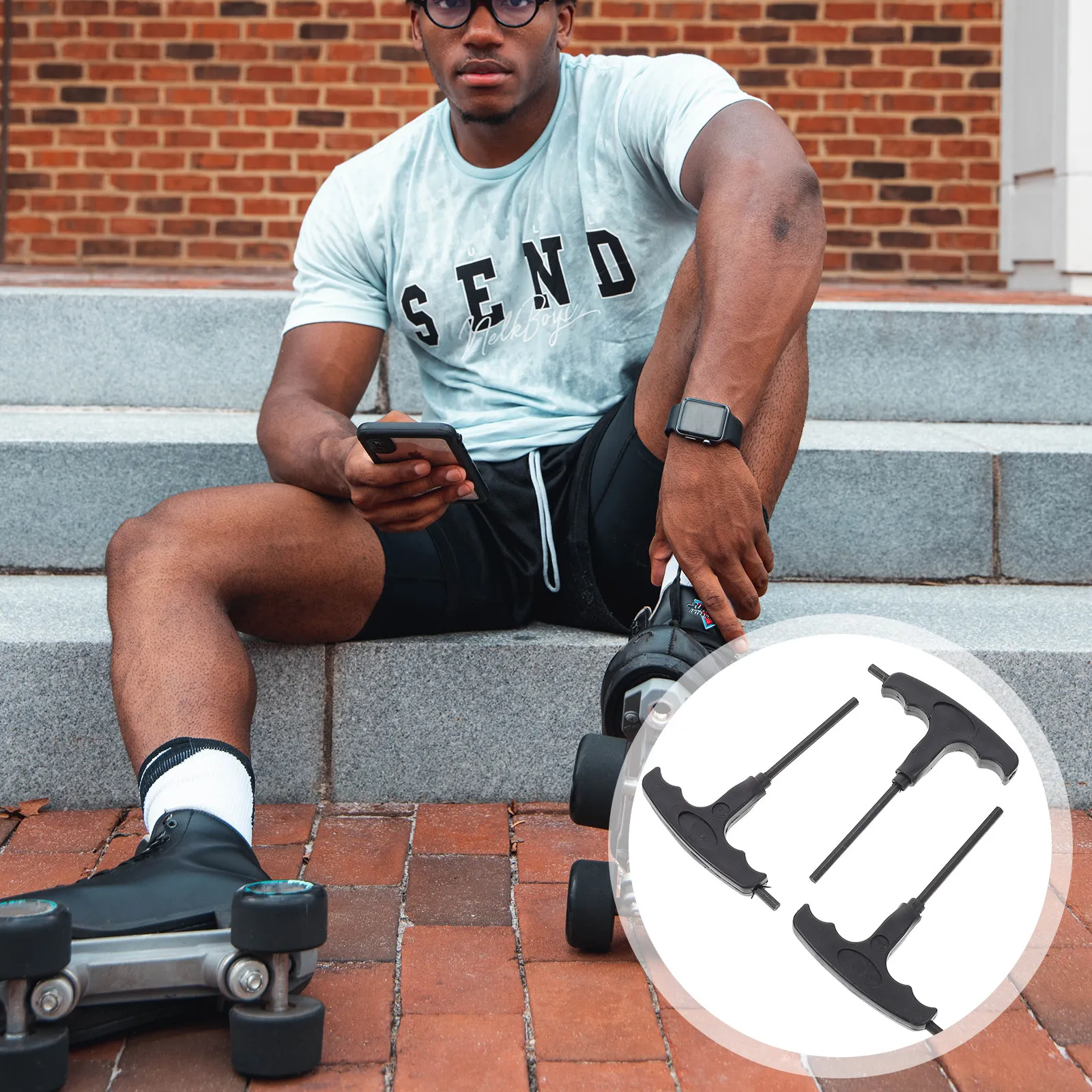 

Набор из 4 инструментов для роликовых коньков: ключ для винтов, крепление для обуви, аксессуары для катания, ПВХ-ролики