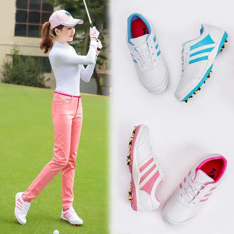 

Women Professional Golf Non-Slip Spikes Trainers Shoes Outdoor Breathable Walking Golfer Footwear Luxury Sneakers Riding Shoes