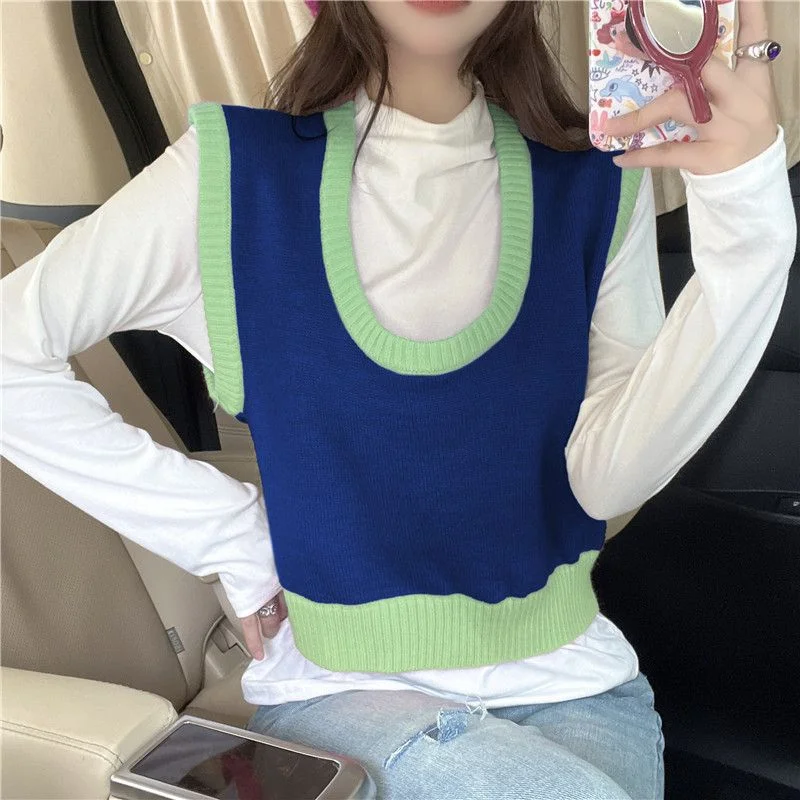 

Beautiful Western Suit Vest Sweater Women's Loose Vest Top Autumn Two-piece Set