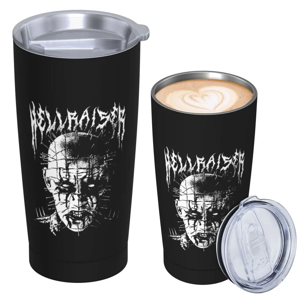 Black Metal Pinhead Graphic Stainless Steel Tumbler Vacuum Insulated Mug Thermal Cold Cup Straws With Lid 20oz