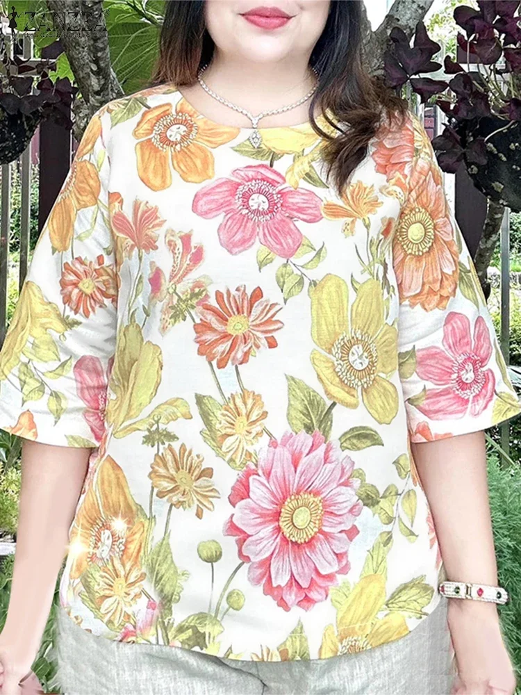 Floral Tunic Women Loose Blouse Bohemian Printed Tops 2025 ZANZEA Casual Half Sleeve O Neck Blusas Fashion Summer Pullover