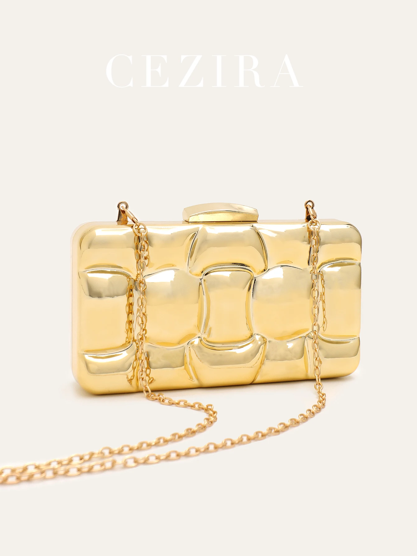 CR Brand Fashion Chic Design Clutch for Women Glamorous Luxury Evening Bag Hard-case Long Chain Purse for Dinner Party Banquet