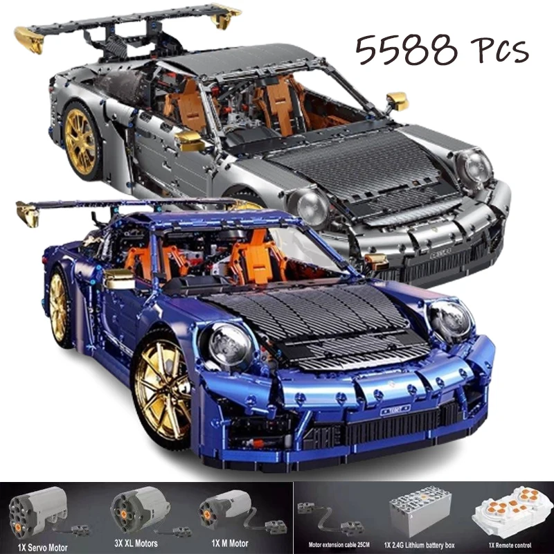 

MOC High-Tech T5037A T5037B 5588Pcs Sport Car Electroplate Model With Motor Building Blocks Bricks Christmas Gifts Toys Vehicles