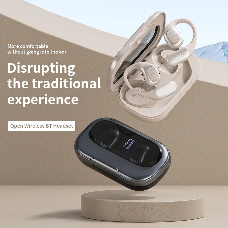 Auriculares deportivos inalámbricos con Bluetooth 5,3, cascos de conducción de aire, impermeables, con pantalla Led, estéreo HiFi, abiertos