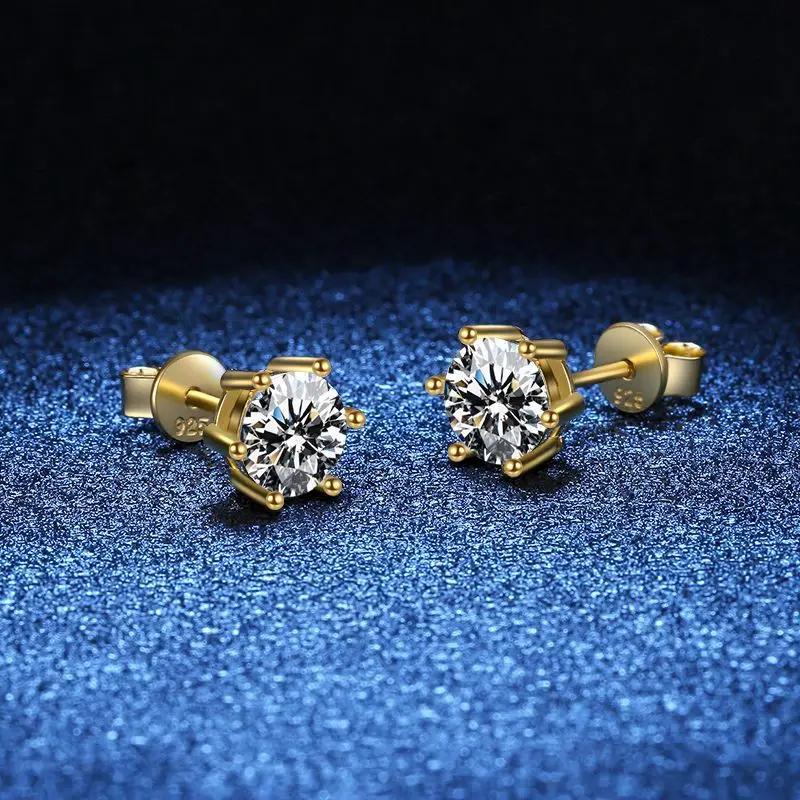 GRA 0.5ct-2ct D Color Certified Moissanite Stud Earrings Lab Created Diamond 925 Sterling Silver Gold Plated Wedding Jewelry image 6