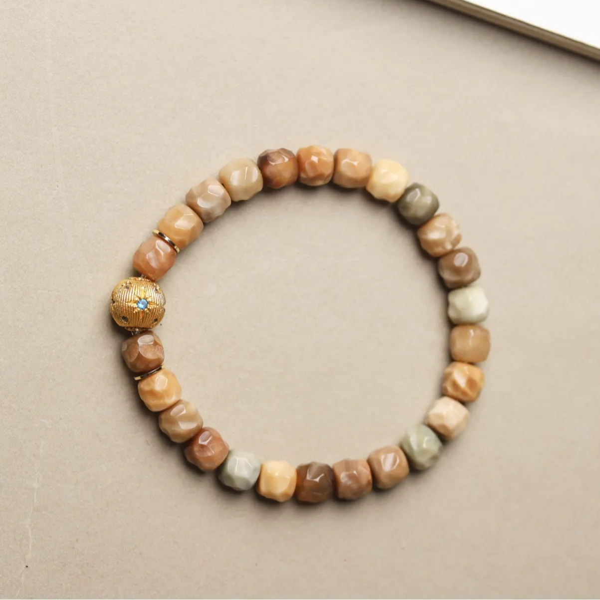 

Handcrafted Polished Colorful Perfect Round Dragon Ridge Jade Beaded Bracelet for Men and Women Gifts
