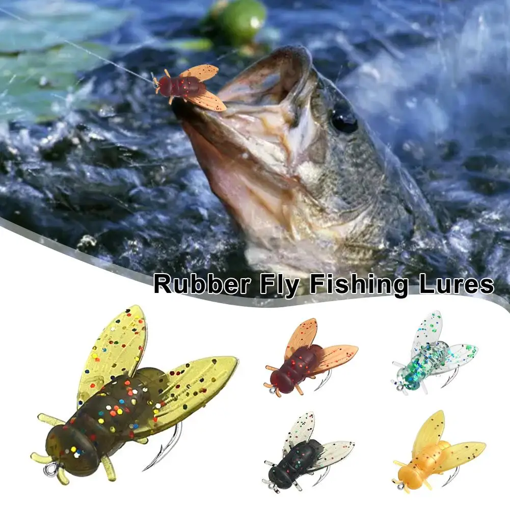 

20pcs Fly Fishing Flies Kit Rubber Fly Fishing Lures Lifelike Soft Plastic Lures Barbed Hooks For Bass Trout Salmon W6w0