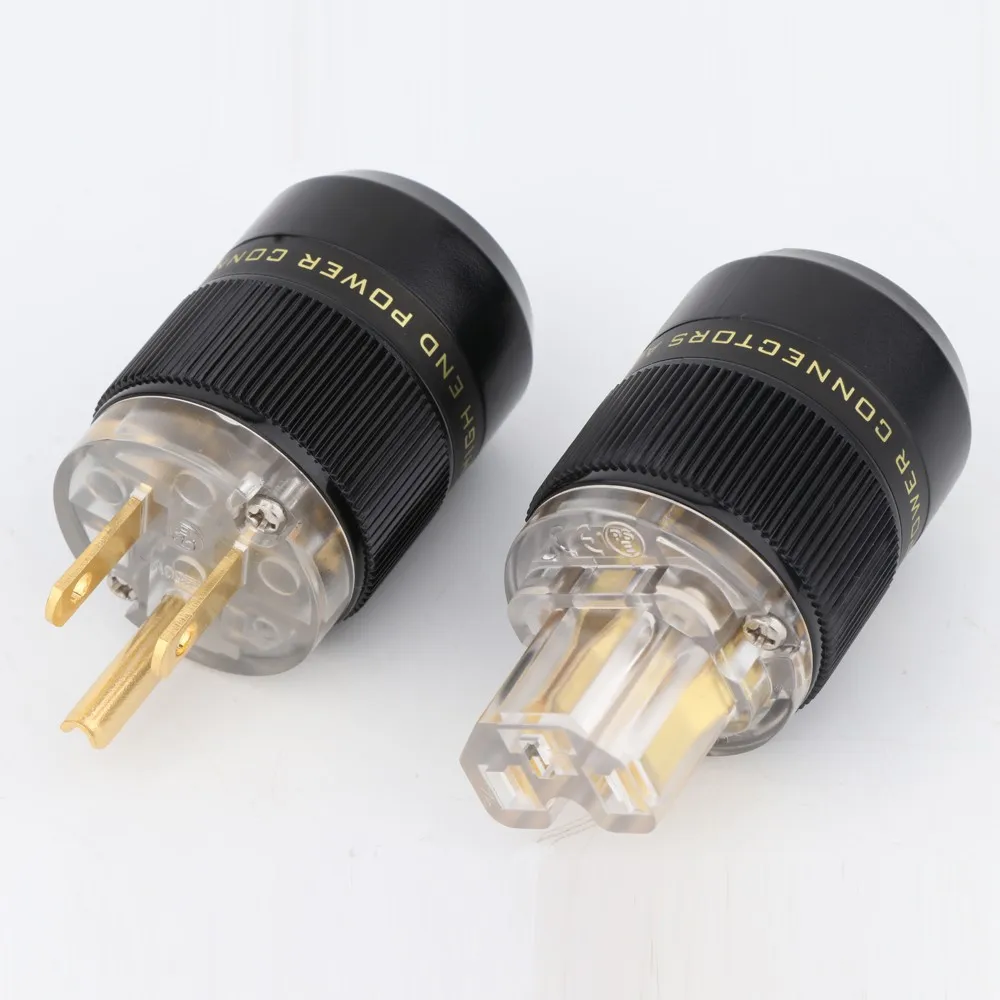 Paar P078T/C078T Messing Gold/Rhodiniert US-Version AC Netzstecker HiFi Audio Anschlüsse Adapter Jack Versorgung Stromkabel – Detail 4