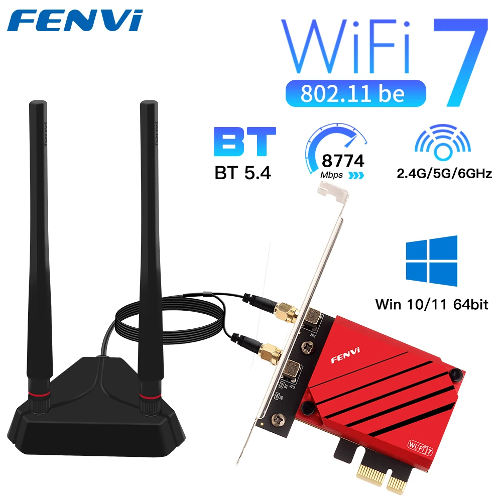 

FENVI WiFi 7 BE8800S Bluetooth 5.4 PCIE WiFi Adapter BE200 Tri-band 2.4G/5G/6G 802.11BE Wireless Network Card For PC Win 10/11