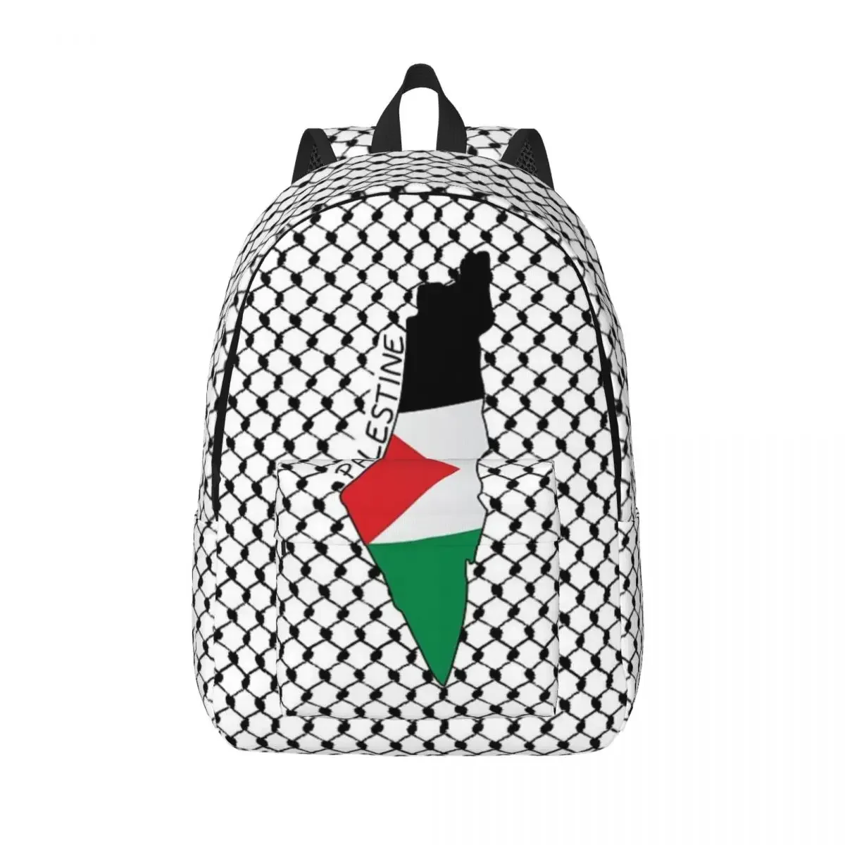 Palestine Flag Map Palestinian Kufiya Hatta Traditional Keffiyeh Pattern For Girls Boys Large Capacity Student Backpack