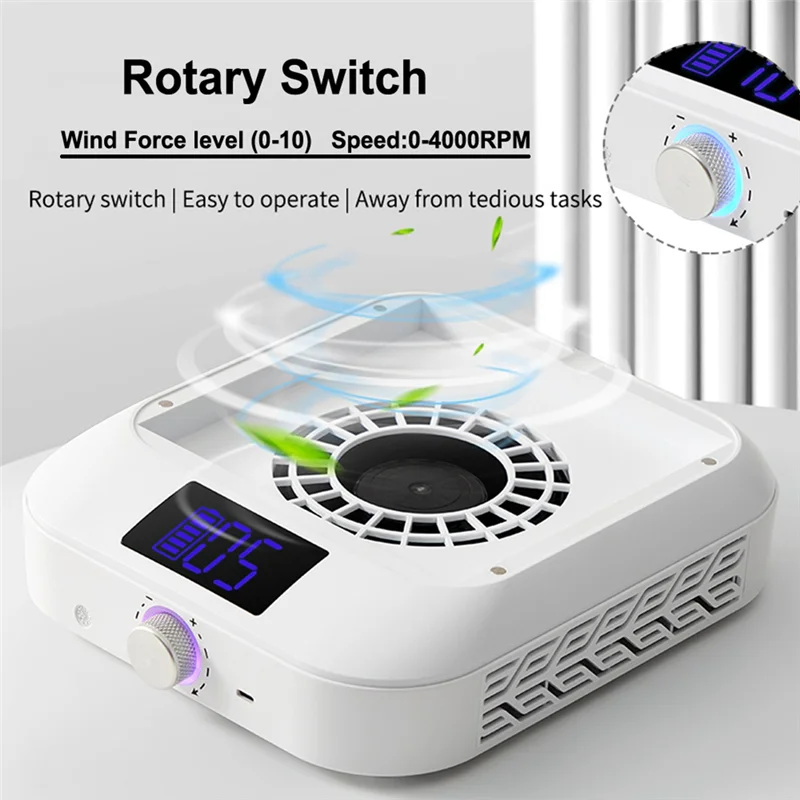 A74G-ブラシレス タービン ネイルダストコレクター LEDディスプレイ付き、マニキュアやネイルアートプロジェクト用のポータブル掃除機