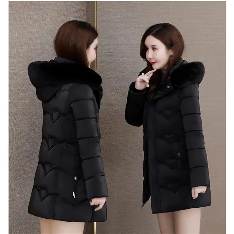 New Down Cotton-Padded Jacket Women Long 2025 Winter Parkas Thick Fashion Outwear High-End Hooded Warm Cotton Padded Coat Female