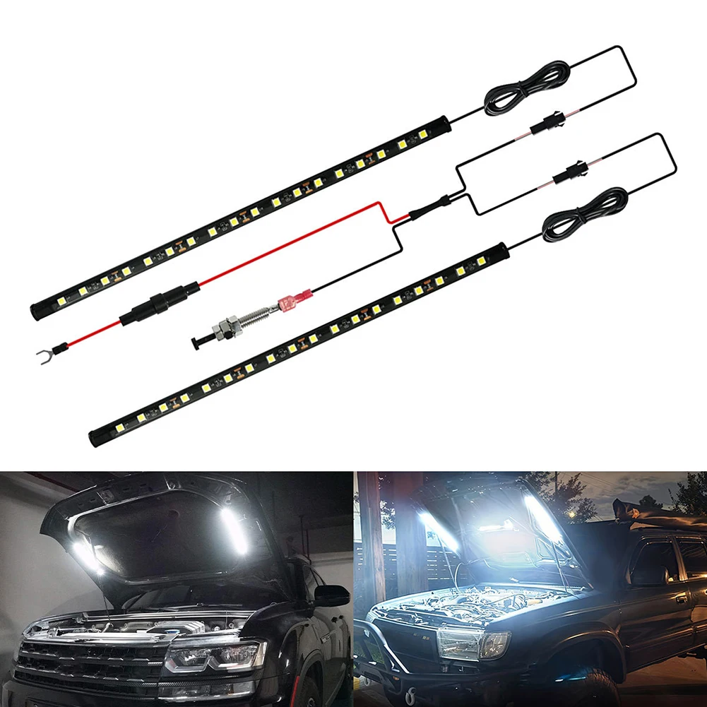 33cm Length Car Hood Light Flexible LED Light Self-Adhesive Installation Waterproof Light Bar Bright White LED