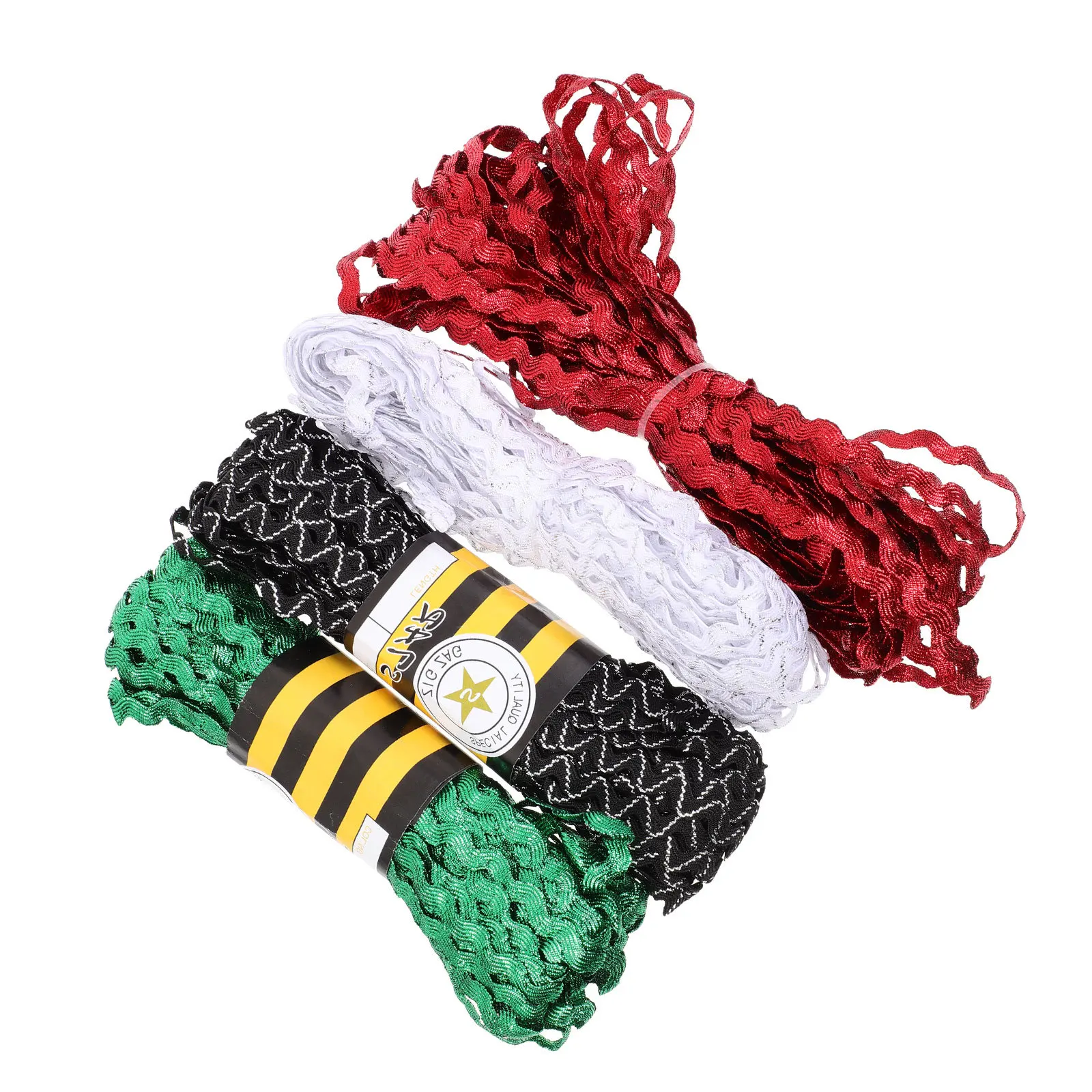 

4 Rolls Decorative Lace Webbing Sewing Bending Fringe Headband Trim Ribbon Ribbons for Crafting Polyester