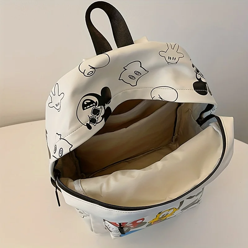 Disney Mickey PU Leather Backpack New Cute Cartoon Laptop Bag Minnie Mouse Large Capacity School Bag for Women Fashion Tote Bag