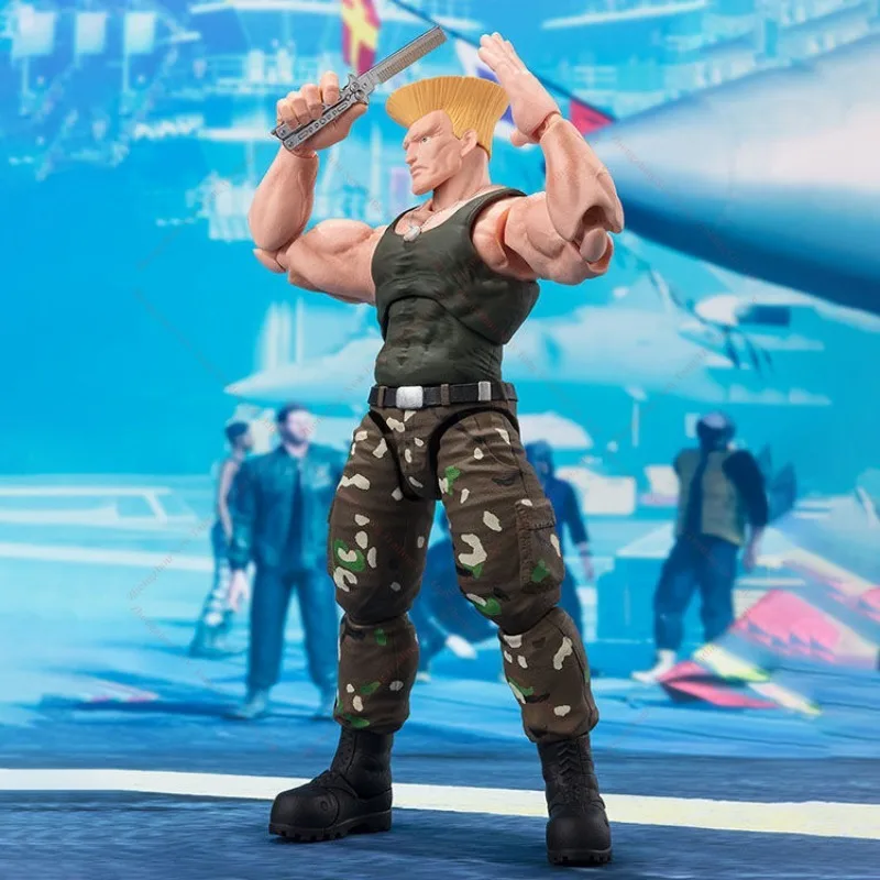 In Stock Original BANDAI SHF Street Fighter 6 Guile PVC Anime Figure Action Figures Model Toys