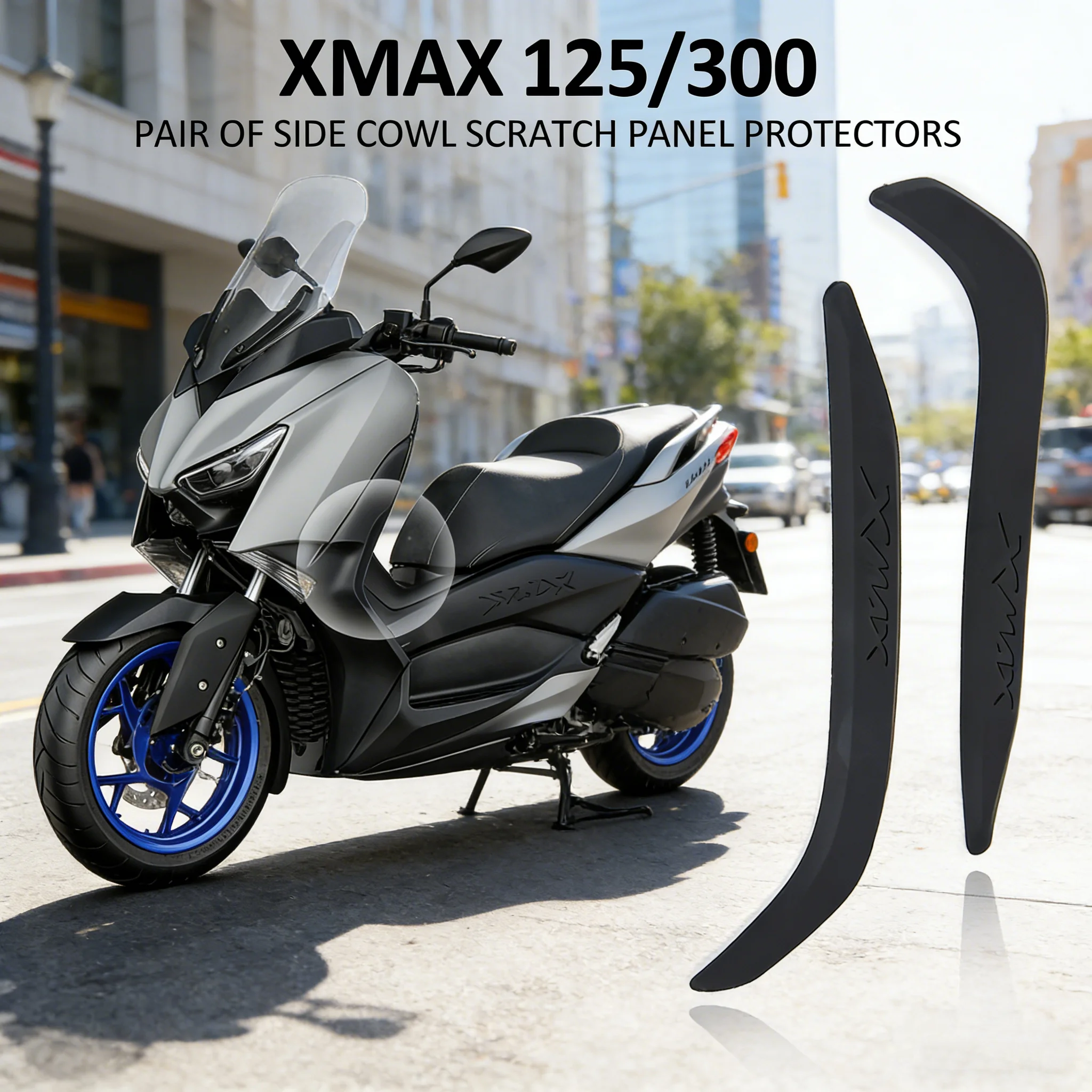 Für Yamaha V1 XMAX125 XMAX300 XMAX400 2017-2022 XMAX 300 125 400 X-MAX Motorrad Kratzfeste Seitenplatte PVC-Schutzpanel
